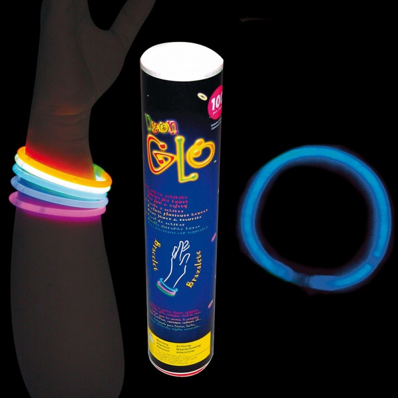 TUBE de 100 BRACELETS FLUORESCENT LUMINEUX